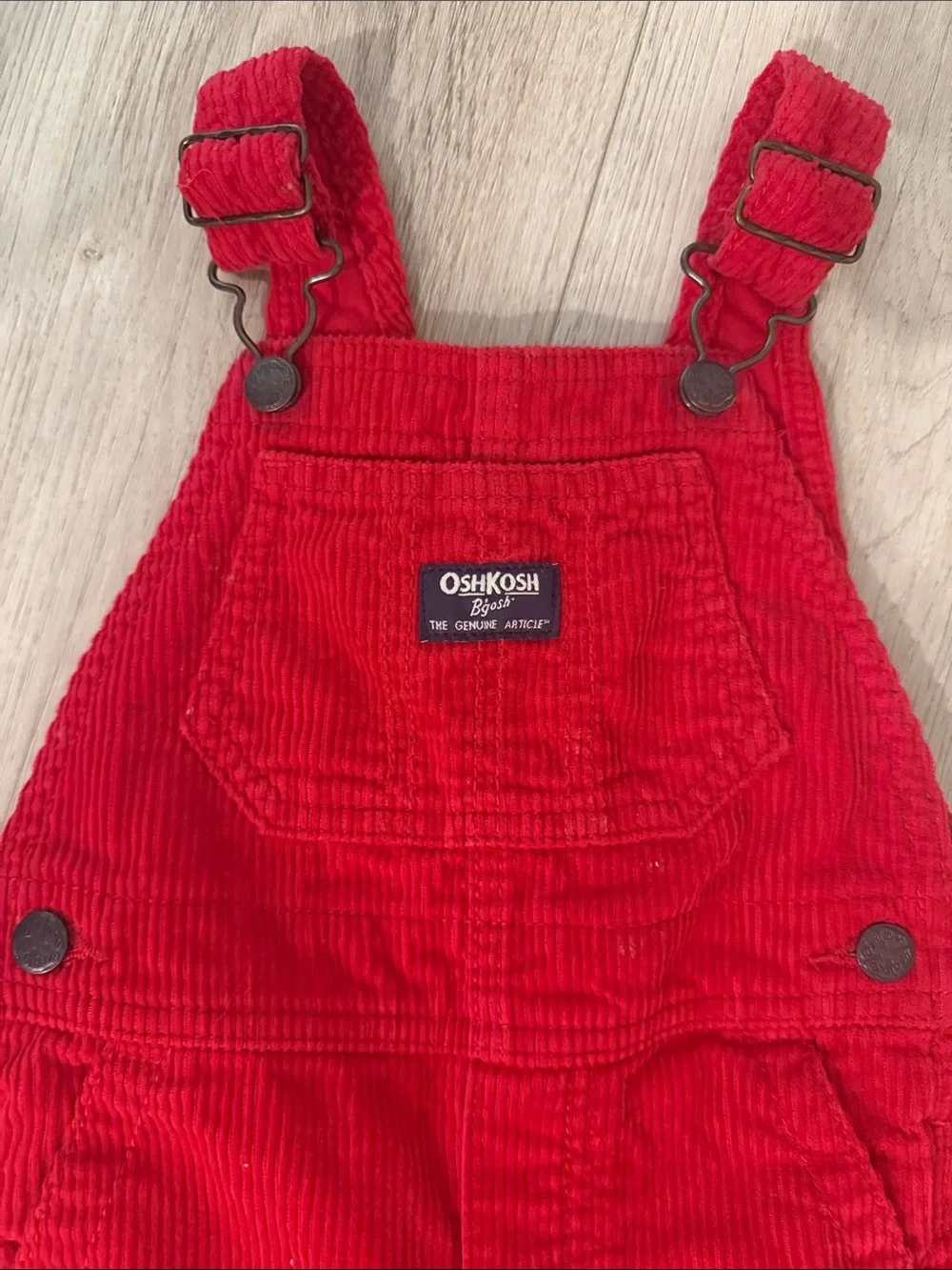 OshKosh B'gosh Red Corduroy Overalls 18M Vintage Style Toddler